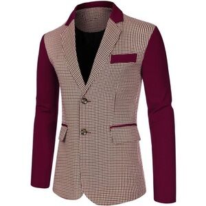 Lars Amadeus Men's Plaid Pattern Button
Down Slim Fit Casual Jacket Blazer new